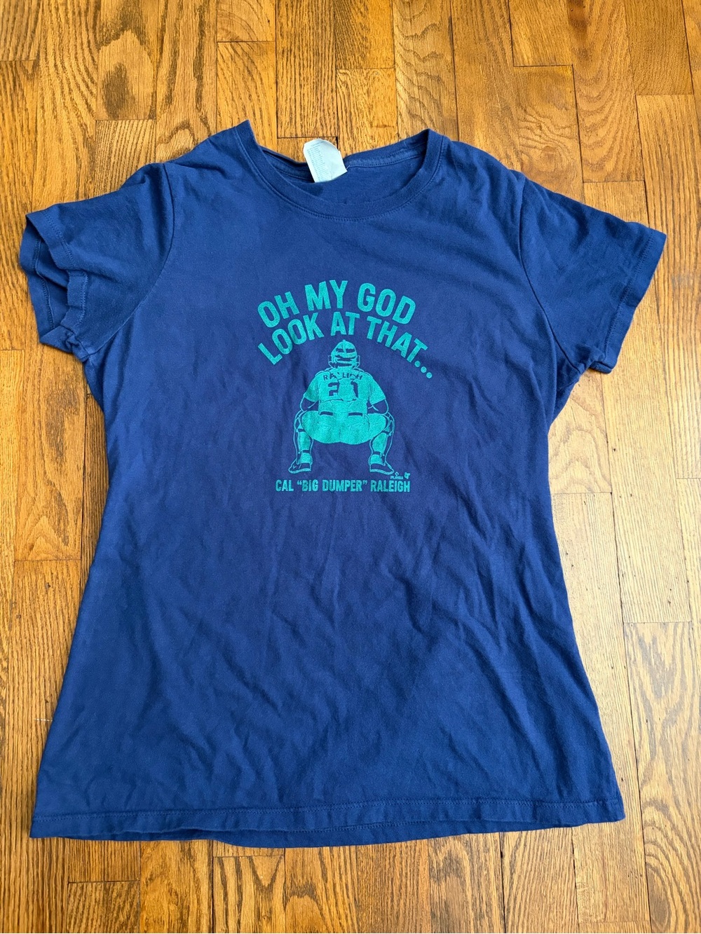 Mariners Cal Raleigh Big Dumper Navy Teal Graphic Shirt Size Small